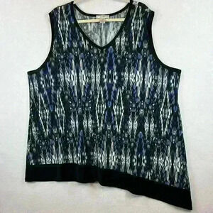 CJ Banks Women’s Tank Top Size 3X Black / Blue / White V Neck